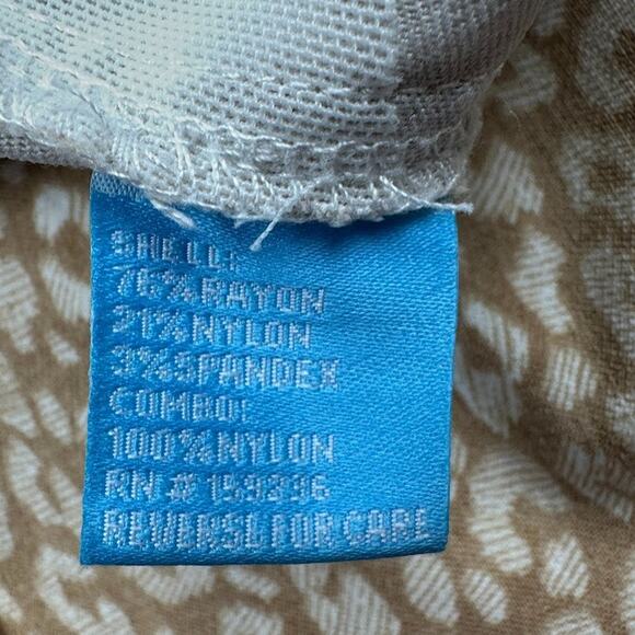 J Mclaughlin Pants Womens 8 Tan Ivy Crop Pullon Flare Animal Print Preppy Career - Picture 7 of 12